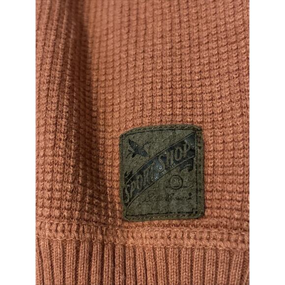 Eddie Bauer Orange 100% Cotton 1/4 Zip Solid Pullover Sweater Men's Size M VTG - Picture 4 of 6